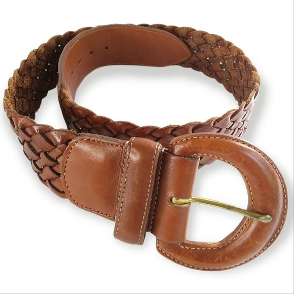Vintage Coach Braided British Tan Leather Belt Size M 1.85in Wide #3852 Designer main image 8